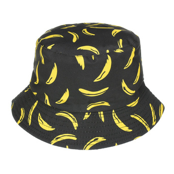 Kapelusz dwustronny bucket hat czapka nadruk banan czarny kap-m-22