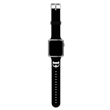 Karl Lagerfeld Pasek KLAWLSLCK Apple Watch 42/44/45mm czarny/black strap Silicone Choupette Heads
