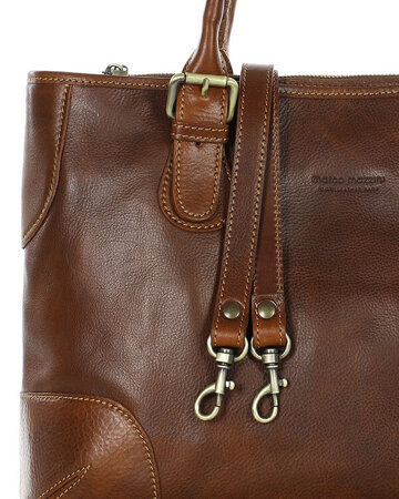 Torebka do ręki kuferek genuine leather made in Italy - MARCO MAZZINI brązowy